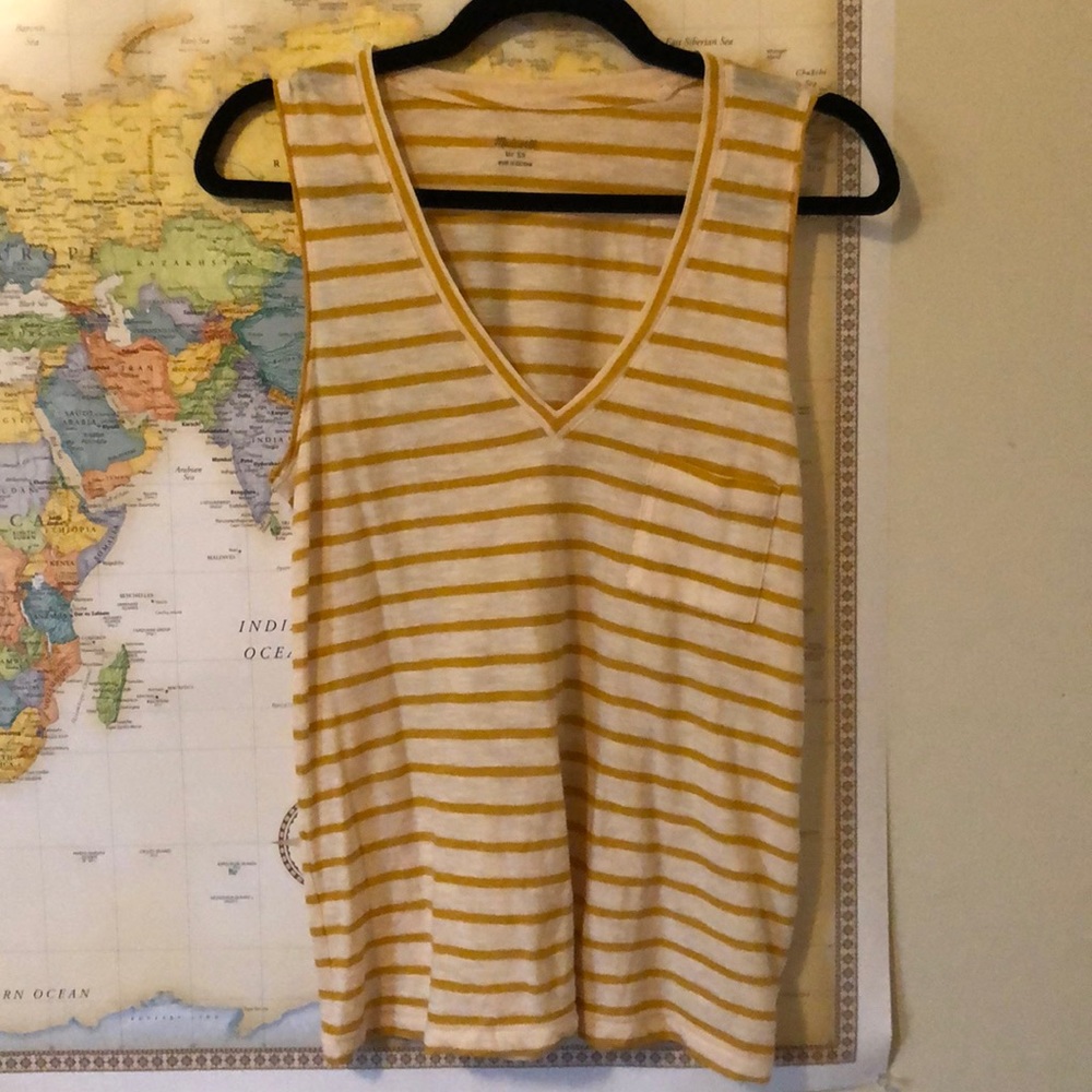 NWOT Madewell v neck striped pocket tank XS